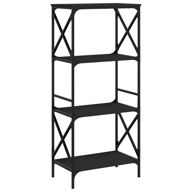 vidaXL 4 szintes fekete szerelt fa könyvespolc 59 x 35 x 132 cm