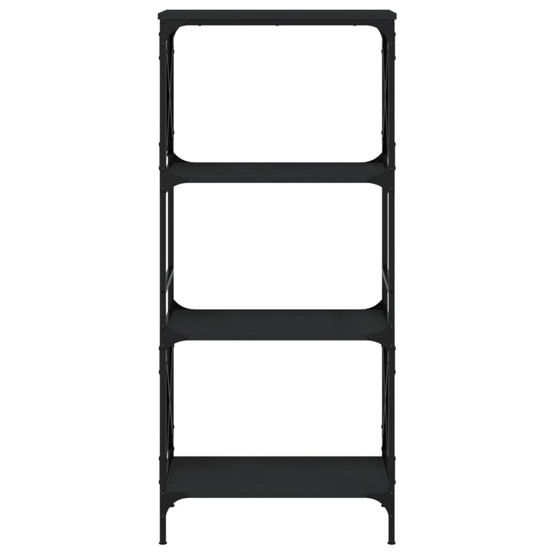 vidaXL 4 szintes fekete szerelt fa könyvespolc 59 x 35 x 132 cm