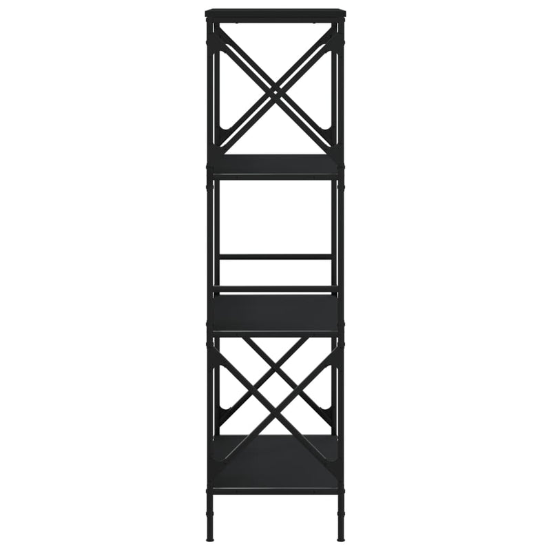 vidaXL 4 szintes fekete szerelt fa könyvespolc 59 x 35 x 132 cm