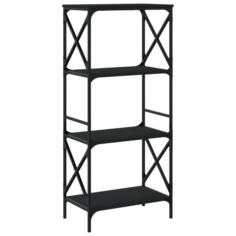 vidaXL 4 szintes fekete szerelt fa könyvespolc 59 x 35 x 132 cm