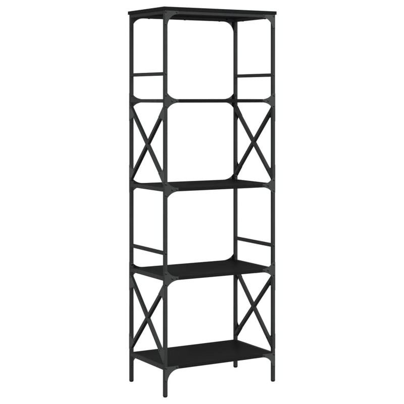vidaXL 5 szintes fekete szerelt fa könyvespolc 59 x 35 x 132 cm