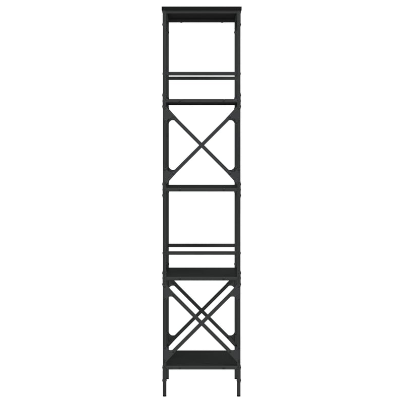 vidaXL 5 szintes fekete szerelt fa könyvespolc 59 x 35 x 132 cm