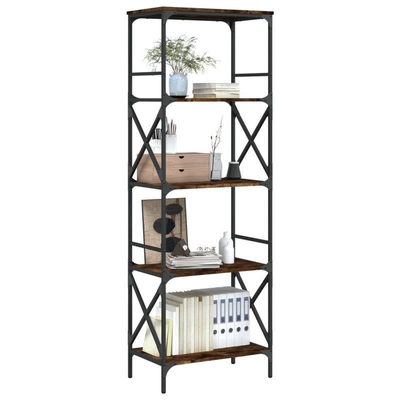 vidaXL 5 szintes füstös tölgy szerelt fa könyvespolc 59 x 35 x 132 cm