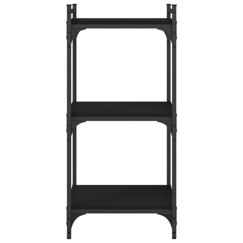 vidaXL 3 szintes fekete szerelt fa könyvespolc 40 x 30 x 86 cm