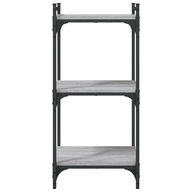 vidaXL 3 szintes szürke sonoma szerelt fa könyvespolc 40 x 30 x 86 cm