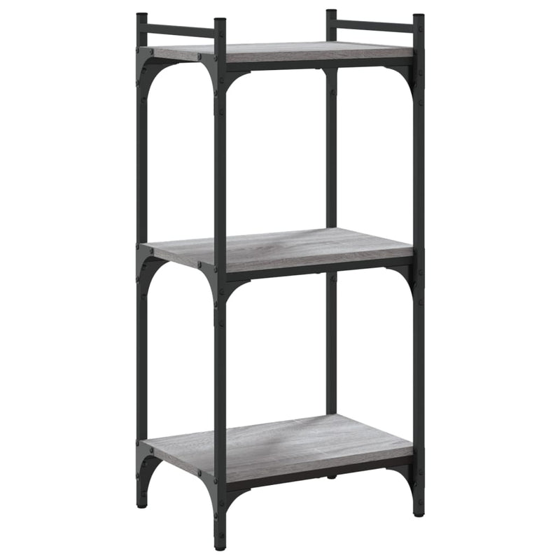 vidaXL 3 szintes szürke sonoma szerelt fa könyvespolc 40 x 30 x 86 cm
