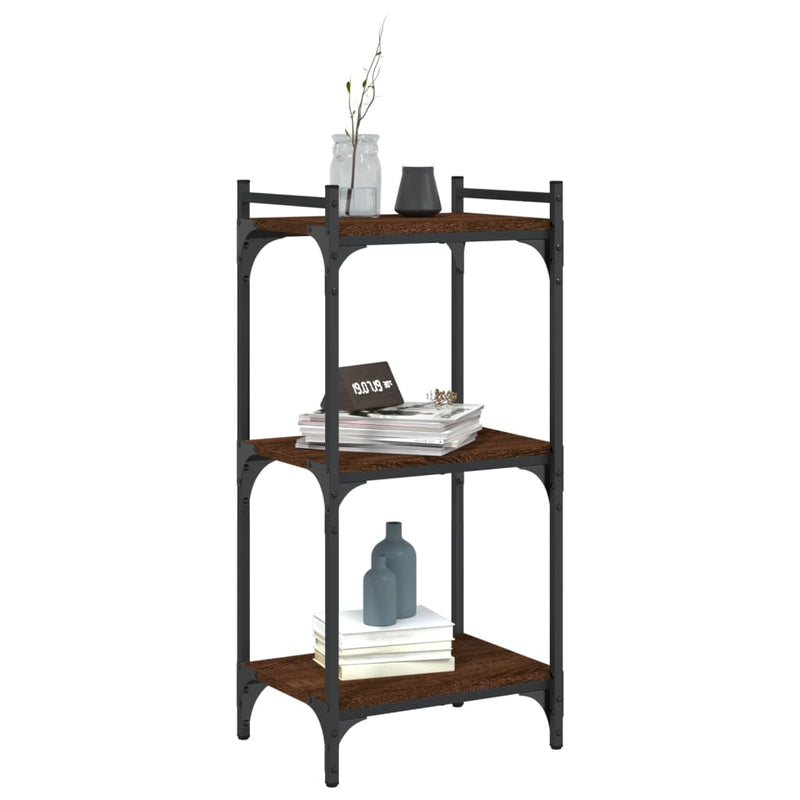vidaXL 3 szintes barna tölgy színű szerelt fa könyvespolc 40x30x86 cm
