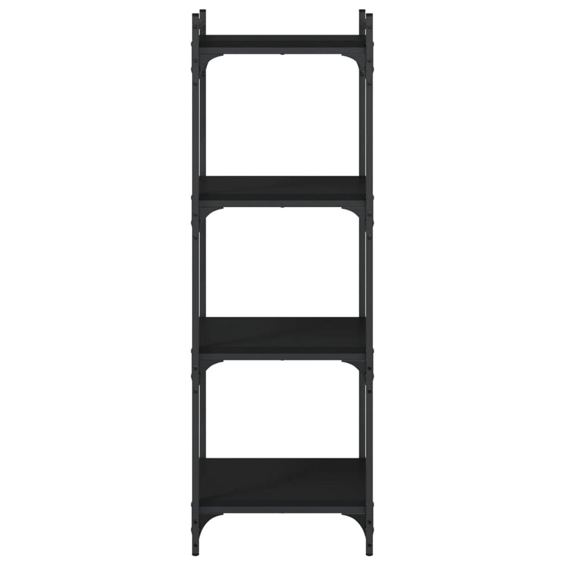 vidaXL 4 szintes fekete szerelt fa könyvespolc 40 x 30 x 120 cm