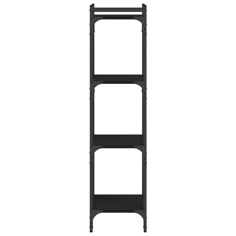 vidaXL 4 szintes fekete szerelt fa könyvespolc 40 x 30 x 120 cm