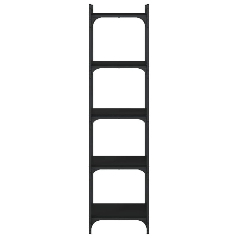 vidaXL 5 szintes fekete szerelt fa könyvespolc 40 x 30 x 154 cm