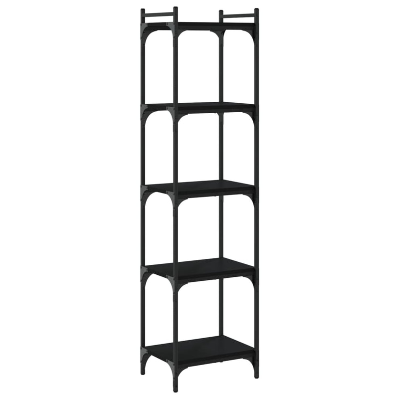 vidaXL 5 szintes fekete szerelt fa könyvespolc 40 x 30 x 154 cm