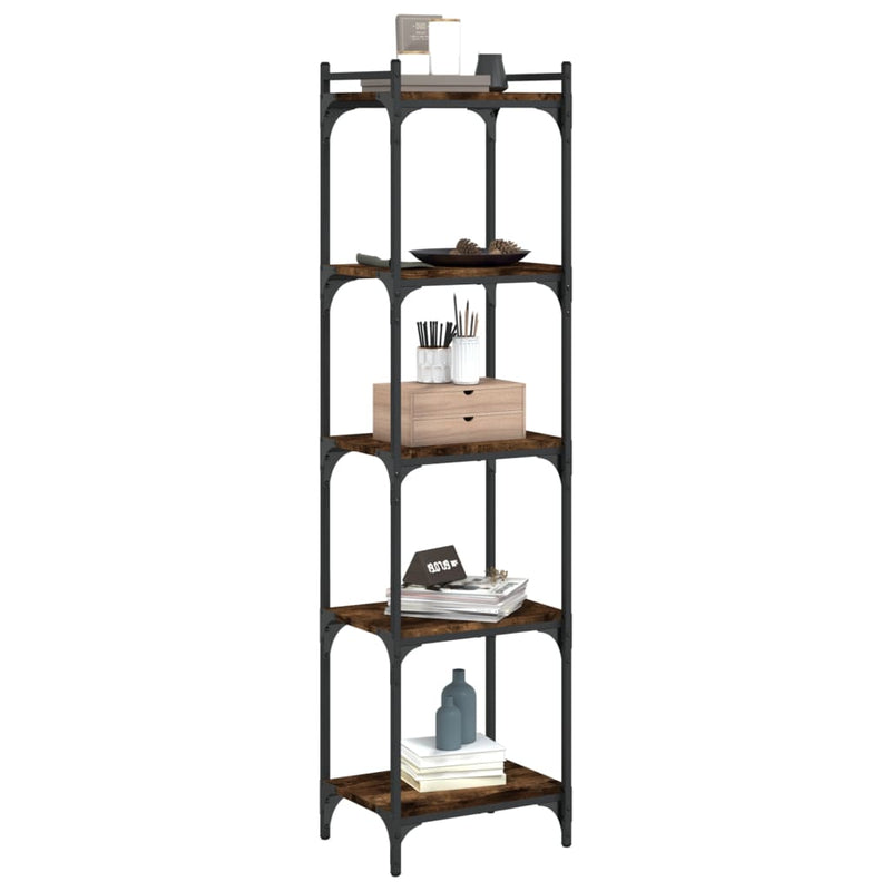 vidaXL 5 szintes füstös tölgy szerelt fa könyvespolc 40 x 30 x 154 cm
