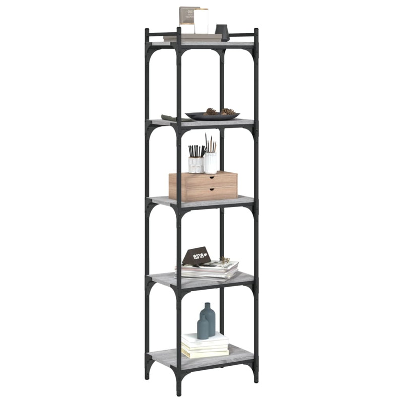 vidaXL 5 szintes szürke sonoma szerelt fa könyvespolc 40 x 30 x 154 cm