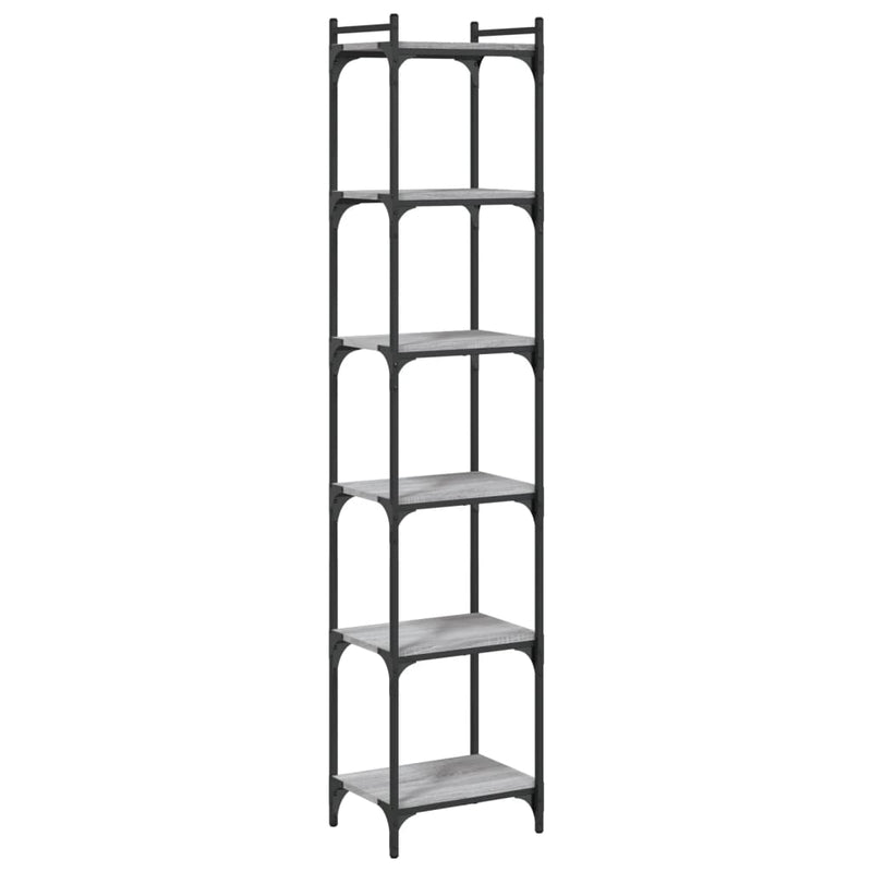 vidaXL 6 szintes szürke sonoma szerelt fa könyvespolc 40 x 30 x 188 cm