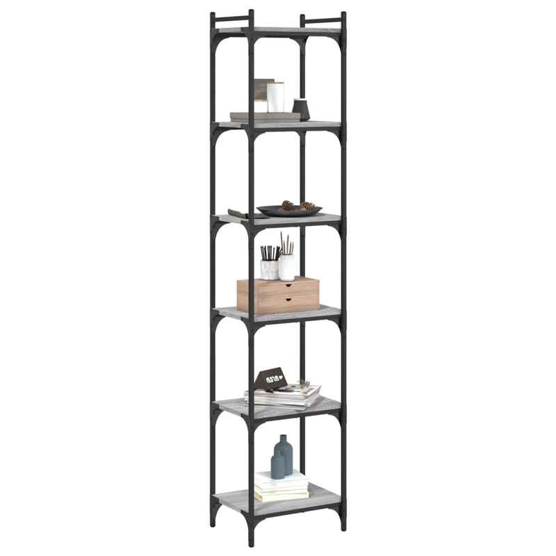 vidaXL 6 szintes szürke sonoma szerelt fa könyvespolc 40 x 30 x 188 cm