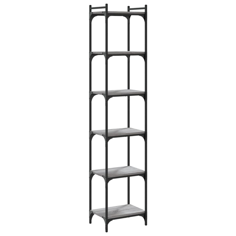 vidaXL 6 szintes szürke sonoma szerelt fa könyvespolc 40 x 30 x 188 cm