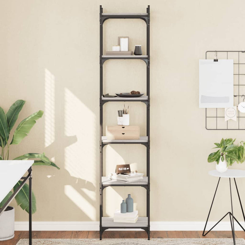 vidaXL 6 szintes szürke sonoma szerelt fa könyvespolc 40 x 30 x 188 cm