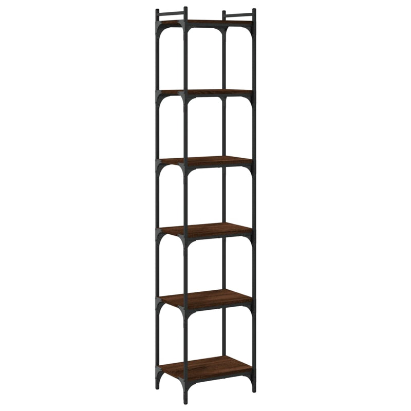 vidaXL 6 szintes barna tölgy színű szerelt fa könyvespolc 40x30x188 cm