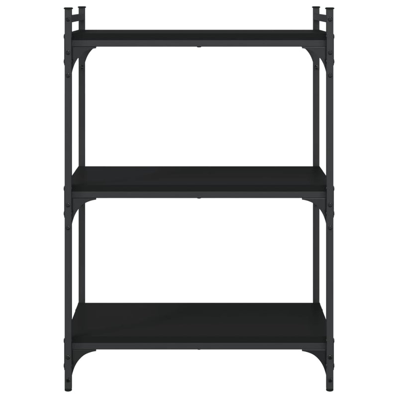 vidaXL 3 szintes fekete szerelt fa könyvespolc 60x30x86 cm
