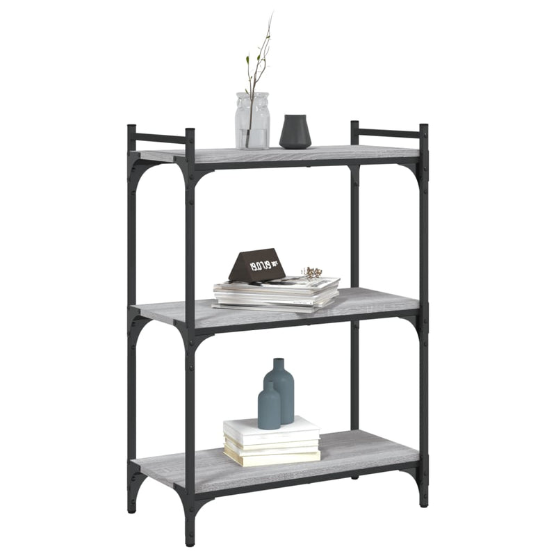 vidaXL 3 szintes szürke sonoma színű fa könyvespolc 60x30x86 cm