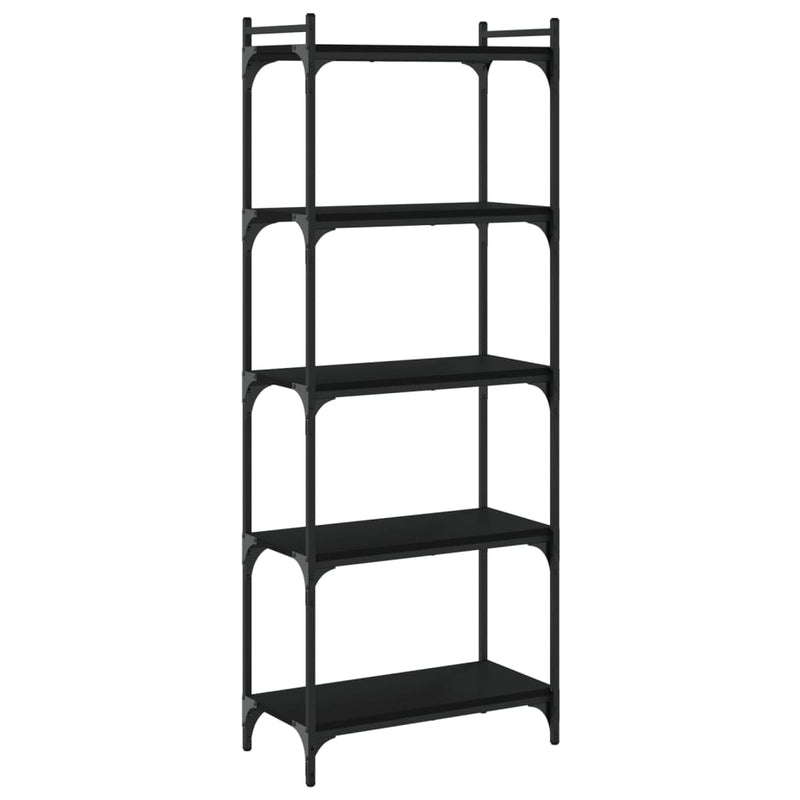 vidaXL 5 szintes fekete szerelt fa könyvespolc 60 x 30 x 154 cm