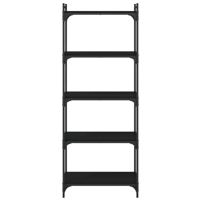 vidaXL 5 szintes fekete szerelt fa könyvespolc 60 x 30 x 154 cm