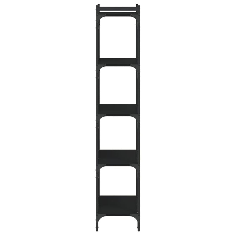 vidaXL 5 szintes fekete szerelt fa könyvespolc 60 x 30 x 154 cm
