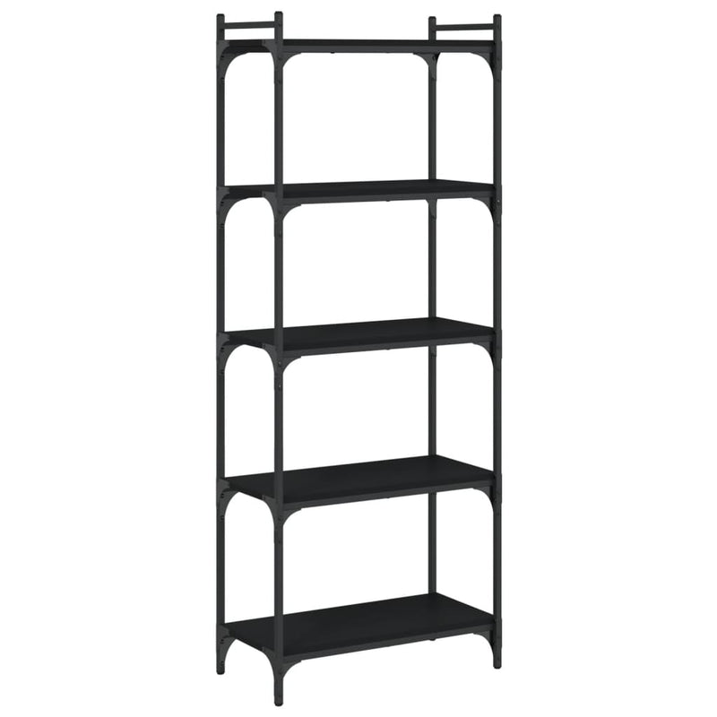 vidaXL 5 szintes fekete szerelt fa könyvespolc 60 x 30 x 154 cm