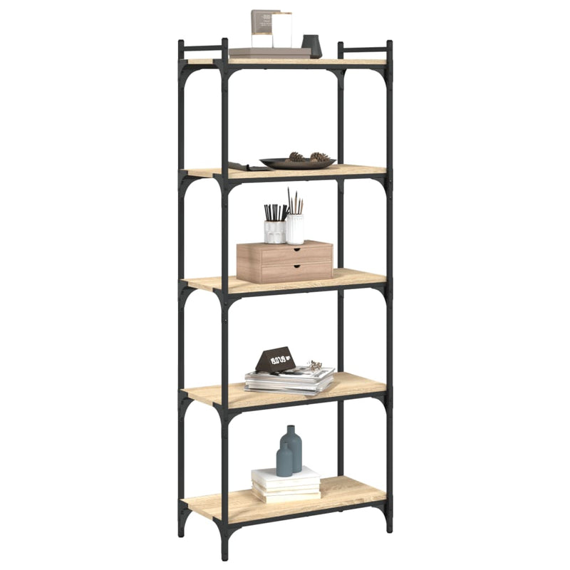vidaXL 5 szintes sonoma tölgy szerelt fa könyvespolc 60 x 30 x 154 cm