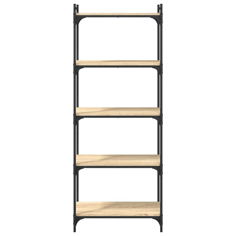 vidaXL 5 szintes sonoma tölgy szerelt fa könyvespolc 60 x 30 x 154 cm