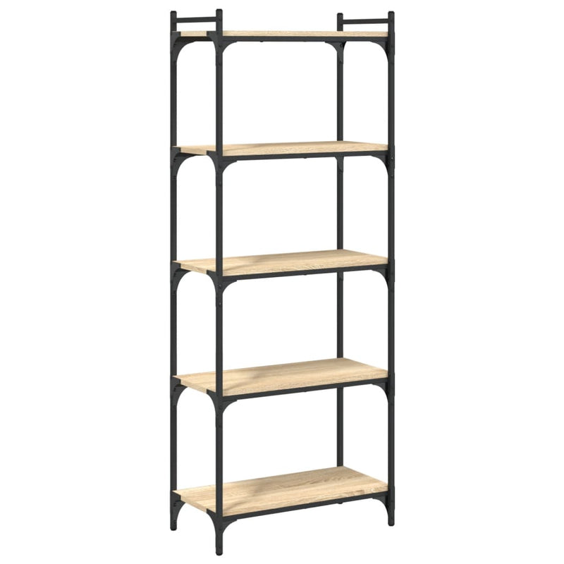 vidaXL 5 szintes sonoma tölgy szerelt fa könyvespolc 60 x 30 x 154 cm