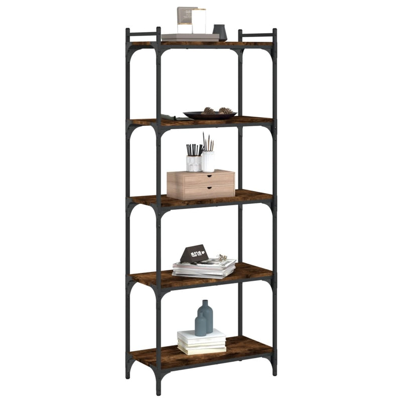 vidaXL 5 szintes füstös tölgy szerelt fa könyvespolc 60 x 30 x 154 cm