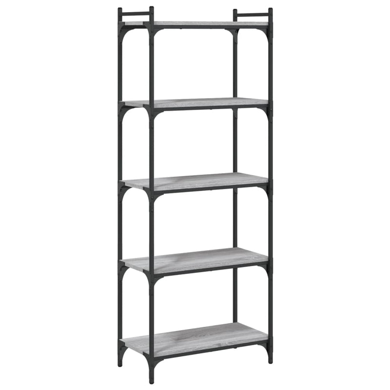 vidaXL 5 szintes szürke sonoma szerelt fa könyvespolc 60 x 30 x 120 cm