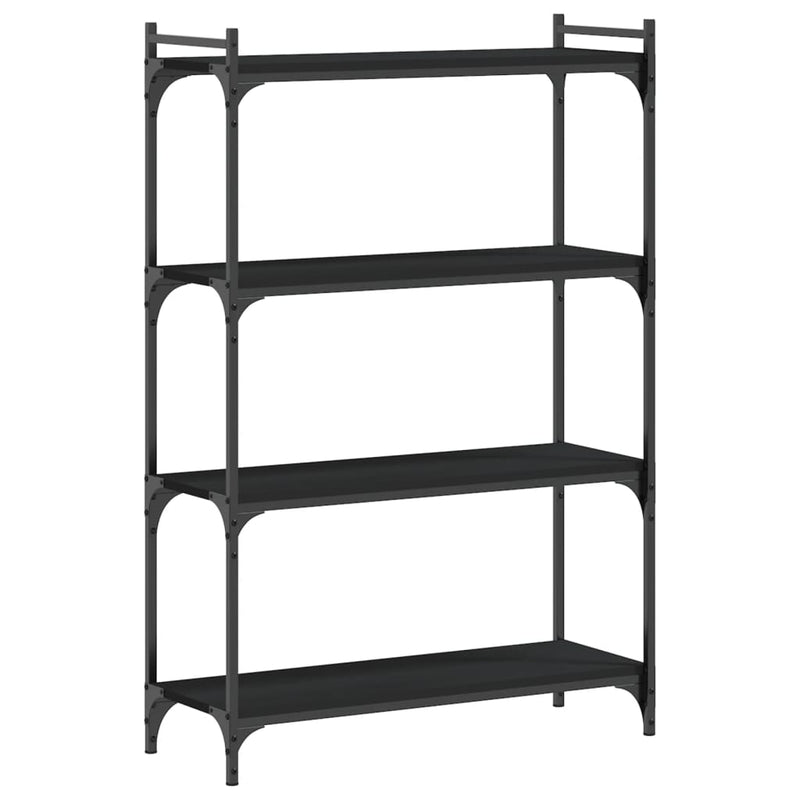 vidaXL 4 szintes fekete szerelt fa könyvespolc 80 x 30 x 120 cm
