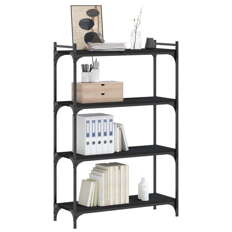 vidaXL 4 szintes fekete szerelt fa könyvespolc 80 x 30 x 120 cm