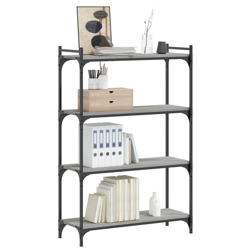 vidaXL 4 szintes szürke sonoma szerelt fa könyvespolc 80 x 30 x 120 cm