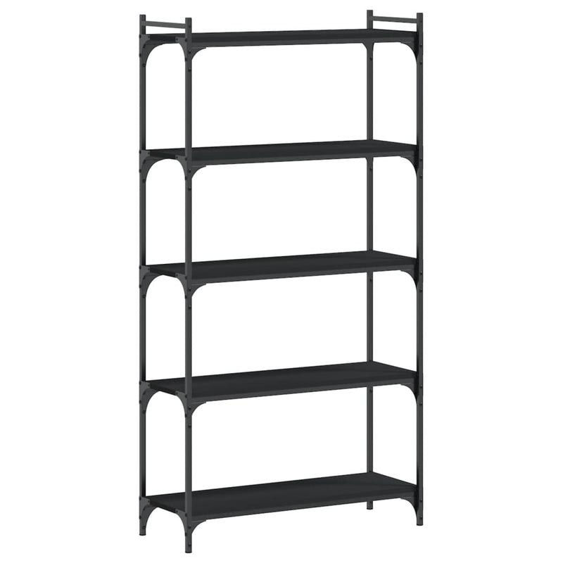 vidaXL 5 szintes fekete szerelt fa könyvespolc 80 x 30 x 154 cm