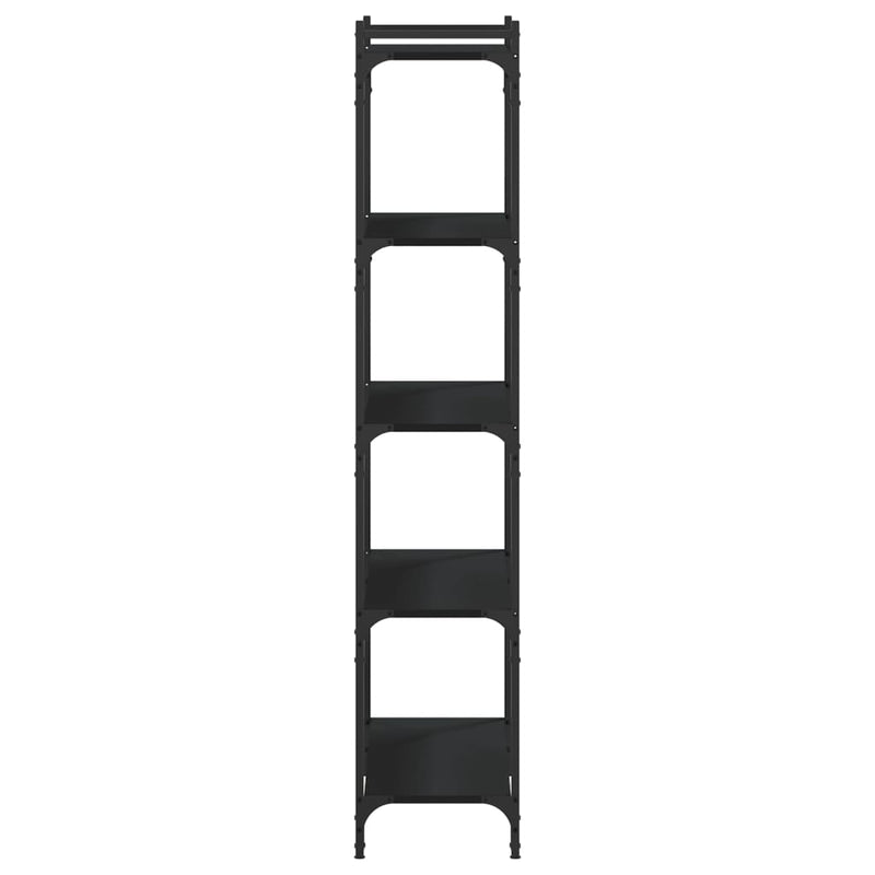 vidaXL 5 szintes fekete szerelt fa könyvespolc 80 x 30 x 154 cm