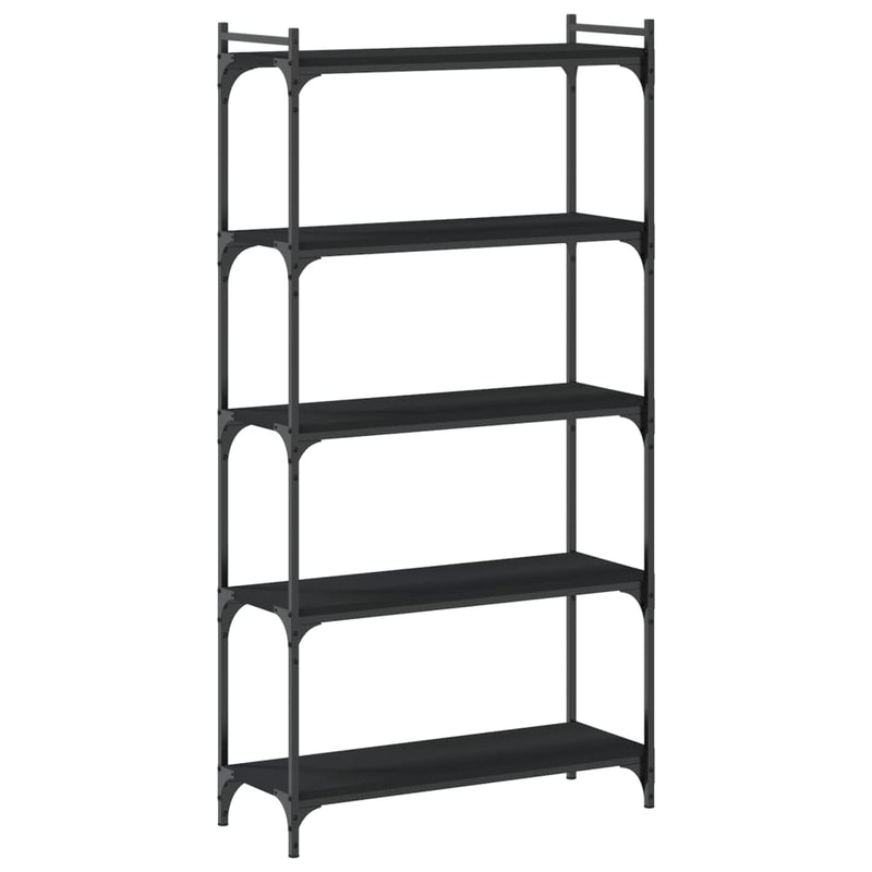 vidaXL 5 szintes fekete szerelt fa könyvespolc 80 x 30 x 154 cm