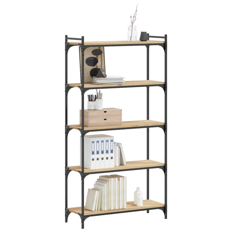 vidaXL 5 szintes sonoma tölgy szerelt fa könyvespolc 80 x 30 x 154 cm