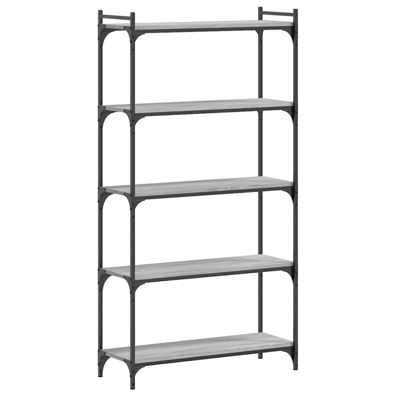 vidaXL 5 szintes szürke sonoma szerelt fa könyvespolc 80 x 30 x 154 cm