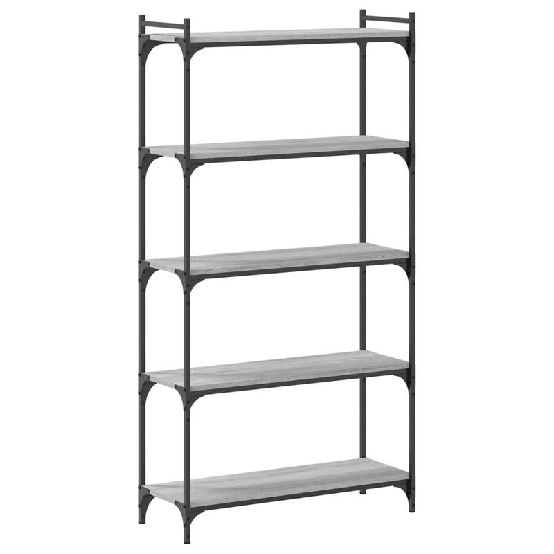 vidaXL 5 szintes szürke sonoma szerelt fa könyvespolc 80 x 30 x 154 cm