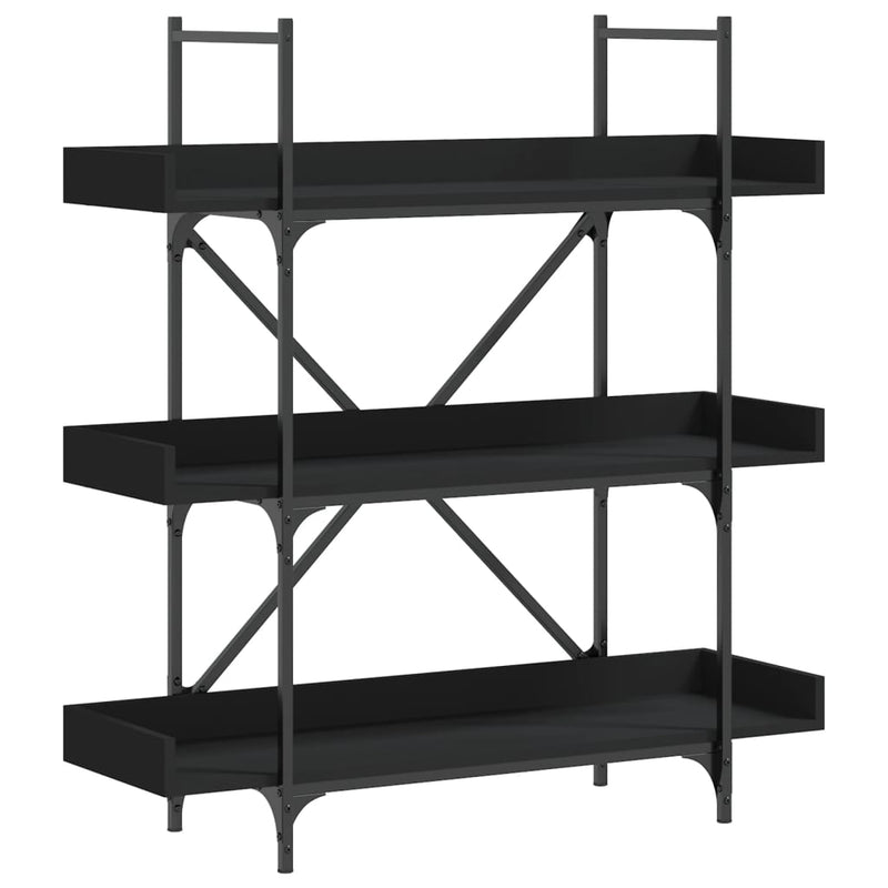 vidaXL 3-szintes fekete szerelt fa könyvespolc 100 x 33 x 108,5 cm