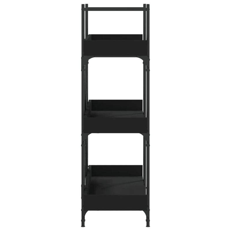 vidaXL 3-szintes fekete szerelt fa könyvespolc 100 x 33 x 108,5 cm