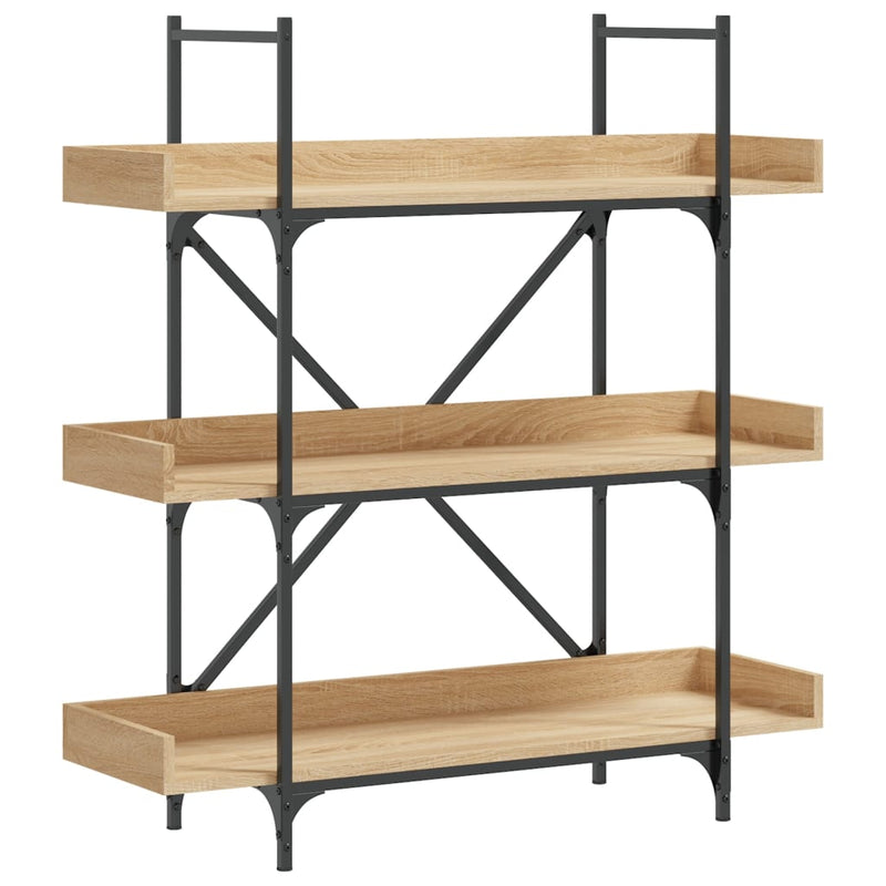 vidaXL 3-szintes sonoma tölgy szerelt fa könyvespolc 100x33x108,5 cm