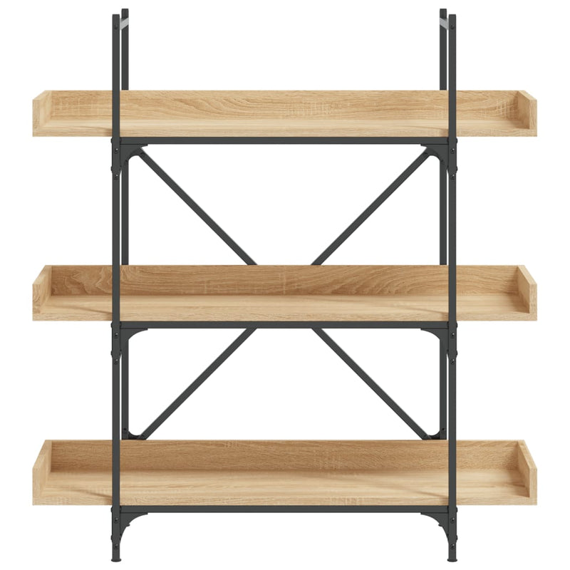 vidaXL 3-szintes sonoma tölgy szerelt fa könyvespolc 100x33x108,5 cm