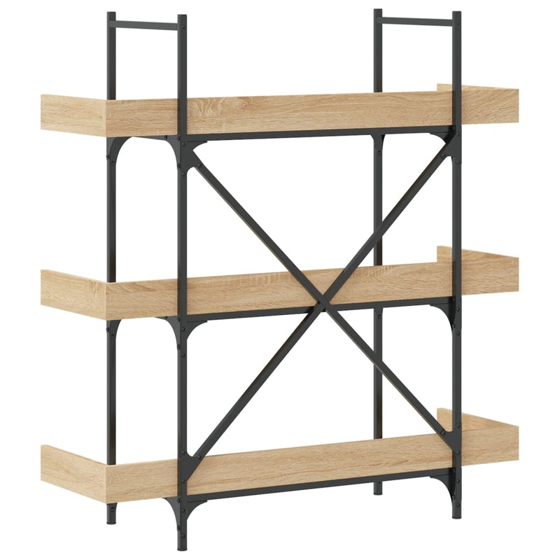 vidaXL 3-szintes sonoma tölgy szerelt fa könyvespolc 100x33x108,5 cm