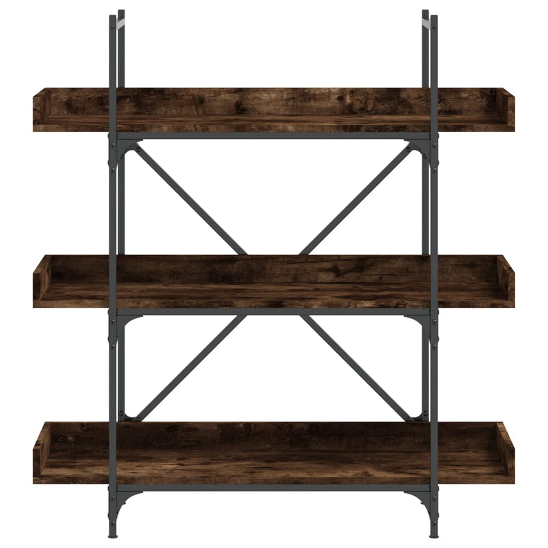 vidaXL 3-szintes füstös tölgy szerelt fa könyvespolc 100x33x108,5 cm