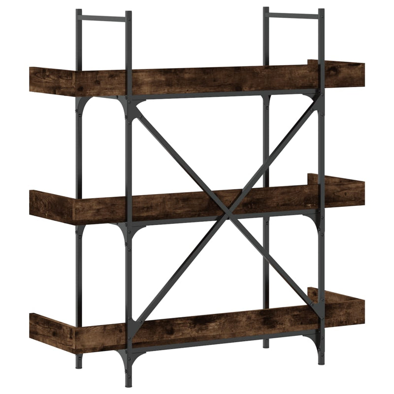 vidaXL 3-szintes füstös tölgy szerelt fa könyvespolc 100x33x108,5 cm
