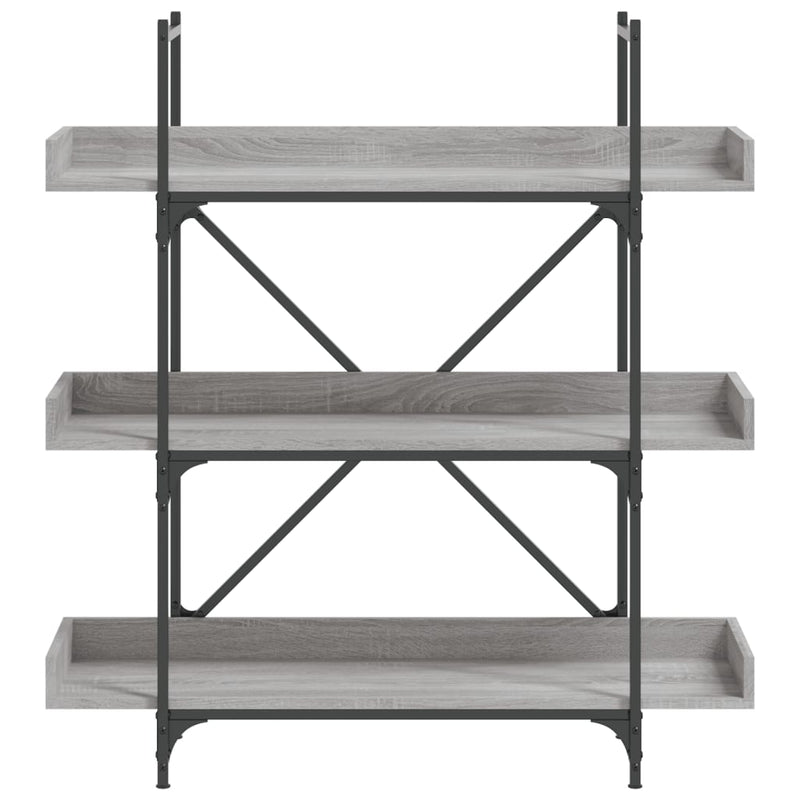 vidaXL 3-szintes szürke sonoma szerelt fa könyvespolc 100x33x108,5 cm